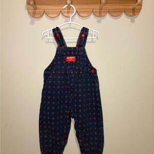 Vintage OshKosh B'gosh Navy and Red Kids Overalls